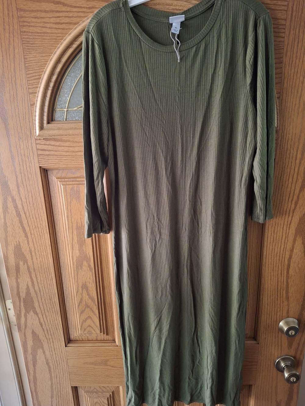 a new day Olive Green Ribbed Midi Dress